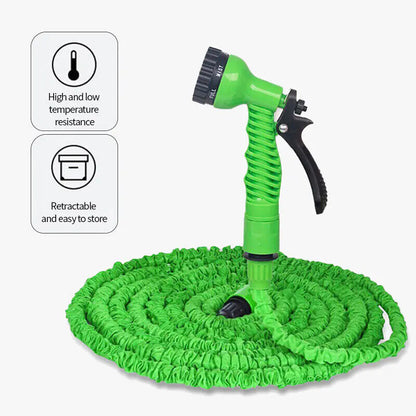 FlexiStretch Garden Hose with Spray Nozzle - 25 to 100FT