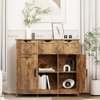 Elegant Vintage Wooden Storage Unit with Adjustable Shelving