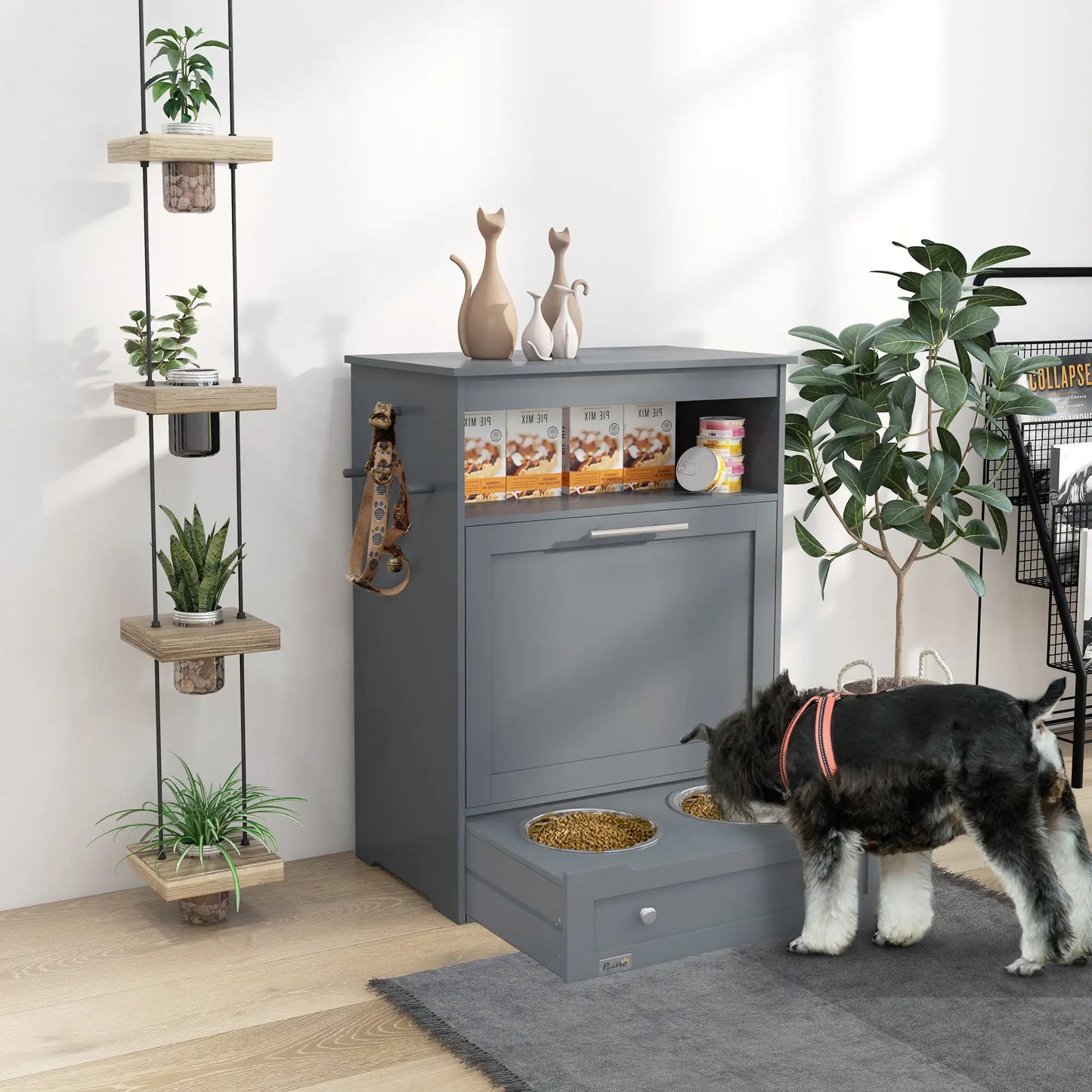 PawHut Deluxe Pet Station Feeder & Storage