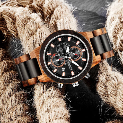 KUNHURNG EcoElegant Wooden Quartz Timepiece