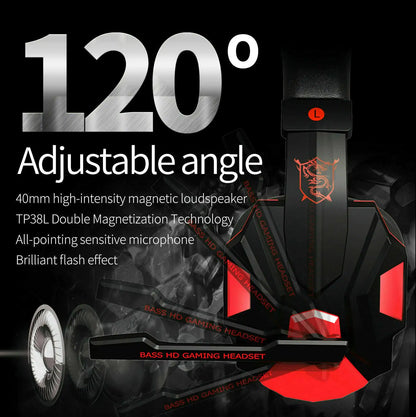 3.5mm LED Gaming Headphones Stereo Bass Surround