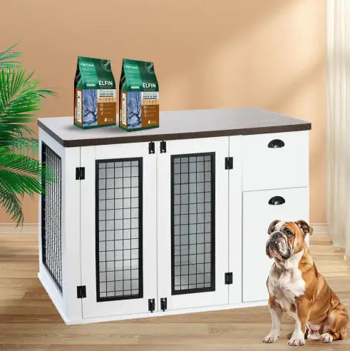 Double-Door Wooden Dog Crate