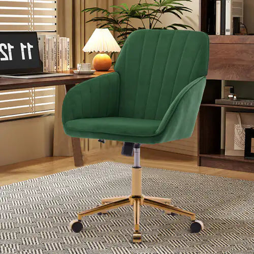 Ergonomic Velvet Swivel Chair with Lumbar Support
