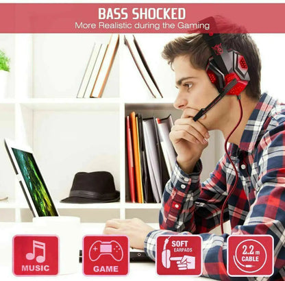 3.5mm LED Gaming Headphones Stereo Bass Surround