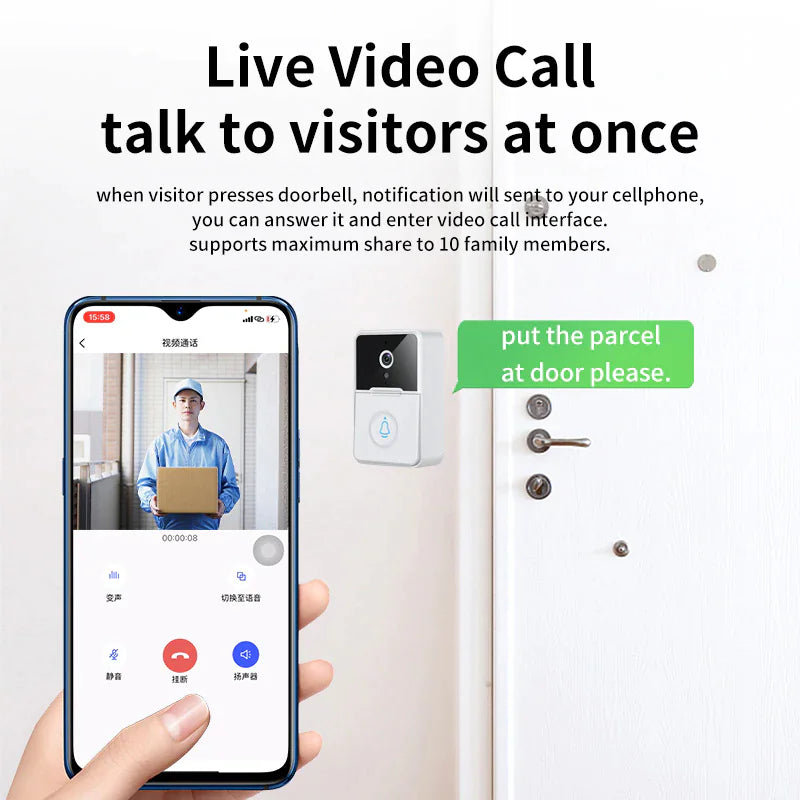 ElegantView HD 1080P Smart WiFi Doorbell with Night Vision and Intercom