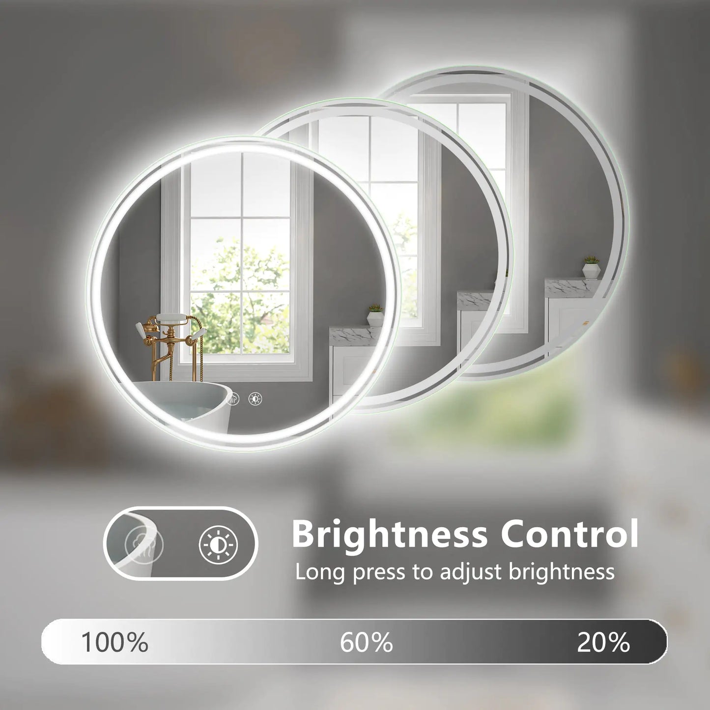 28 Inch Round LED Bathroom Mirror - Wall Mounted