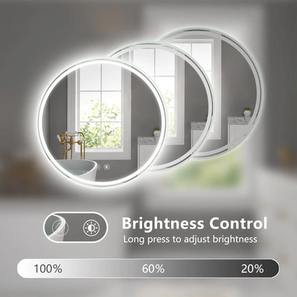 28 Inch Round LED Bathroom Mirror - Wall Mounted