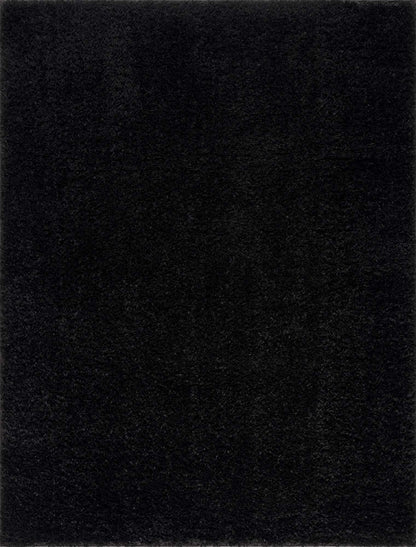 Faina Solid Black Shag Washable Area Rug - Clearance