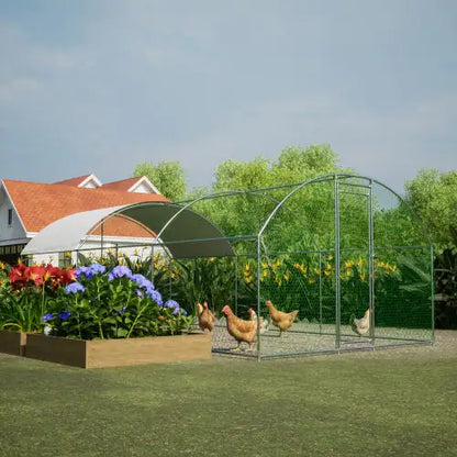 Large Chicken Coop Metal With Waterproof And UV Cover, Dome Shape Walk-In Fence Chicken Coop For Outdoor And Yard Farm Use