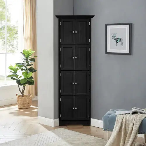 Elegant Multipurpose Storage Cabinet: Modern Black, 4-Tier
