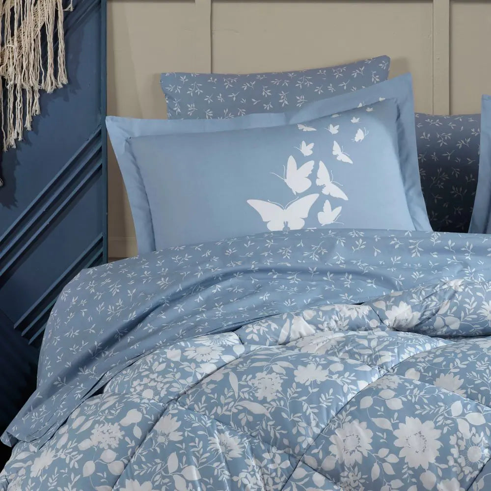 Hobby Hira Blue - Poplin Double Sleeping Set