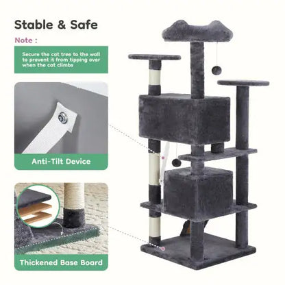 Cozy Cat Climber: Plush Multi-Level 54" Kitty Tower