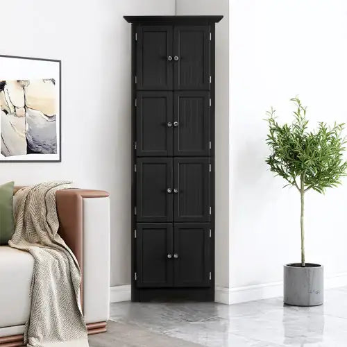 Elegant Multipurpose Storage Cabinet: Modern Black, 4-Tier