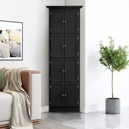 Elegant Multipurpose Storage Cabinet: Modern Black, 4-Tier