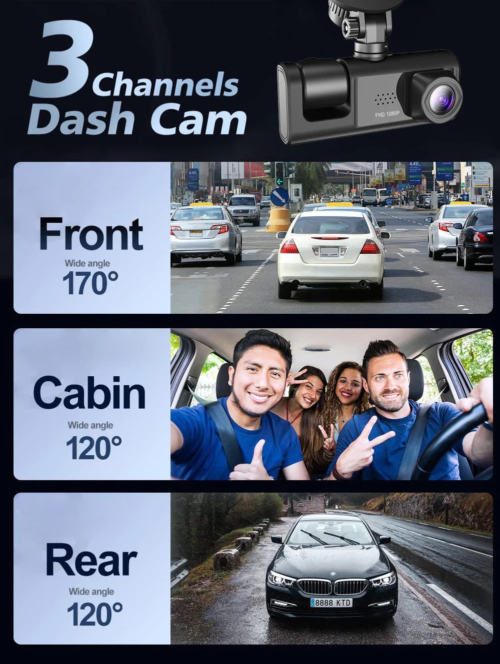Dual HD 1080P Car Dash Cam with G-Sensor