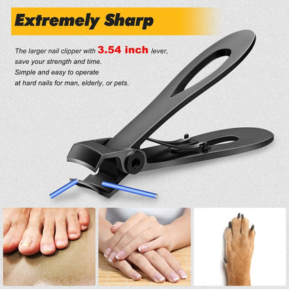 Professional Grade Wide-Jaw Stainless Steel Nail Clippers