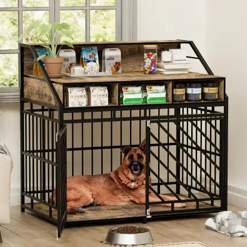 Rustic Retreat Dog Crate w/ Storage