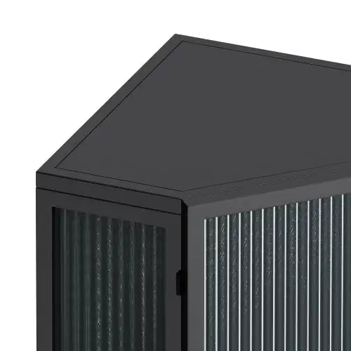 Floor Conical Cabinet With Tempered Glass Door And Storage Shelves