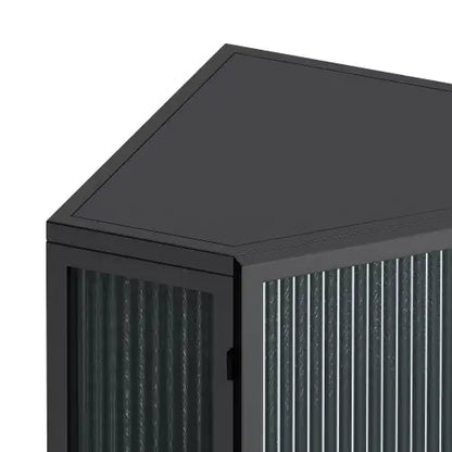 Floor Conical Cabinet With Tempered Glass Door And Storage Shelves