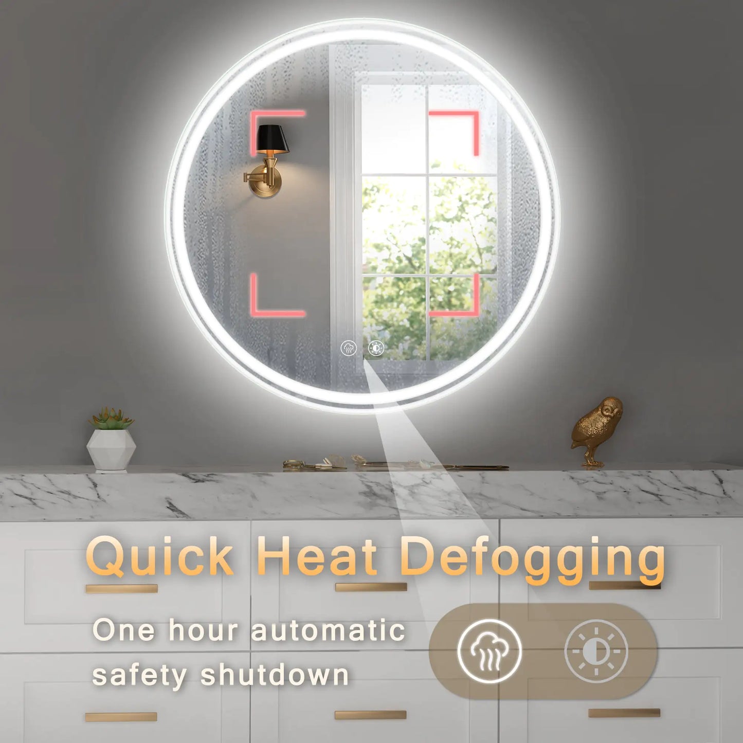 28 Inch Round LED Bathroom Mirror - Wall Mounted
