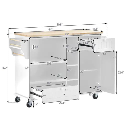Rolling Kitchen Storage Cart with Locking Wheels