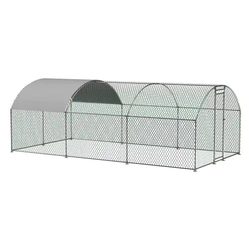 Large Chicken Coop Metal With Waterproof And UV Cover, Dome Shape Walk-In Fence Chicken Coop For Outdoor And Yard Farm Use