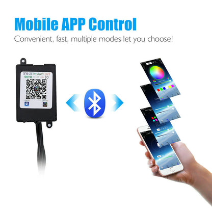 4X 48 LED RGB Car Interior Atmosphere Light Strip Bar Bluetooth APP Music Control