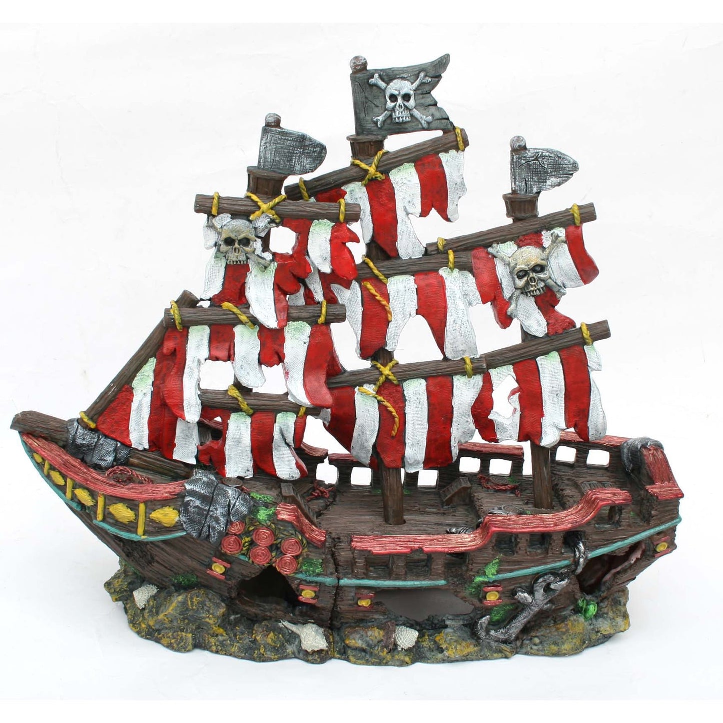 Deco-Replicas Striped Pirate Ship Aquarium Ornament