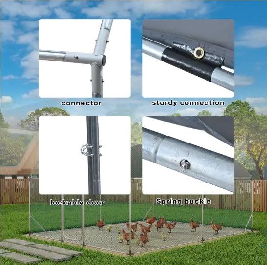 Spacious Metal Chicken Habitat with Weatherproof Cover