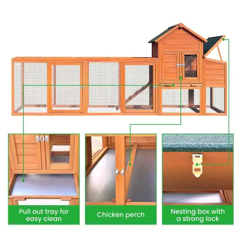 Large Wooden Chicken Coop With Nest Box