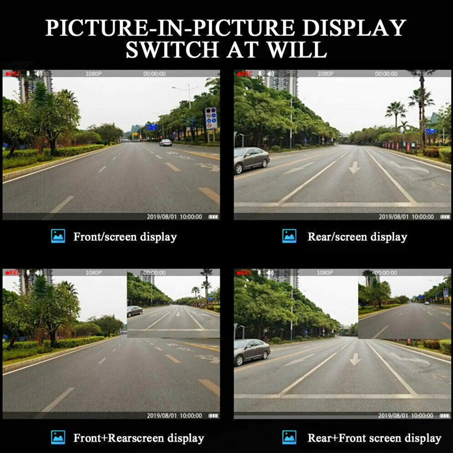 Optimax Pro 1080P HD Dual-Lens Car DVR Mirror Cam