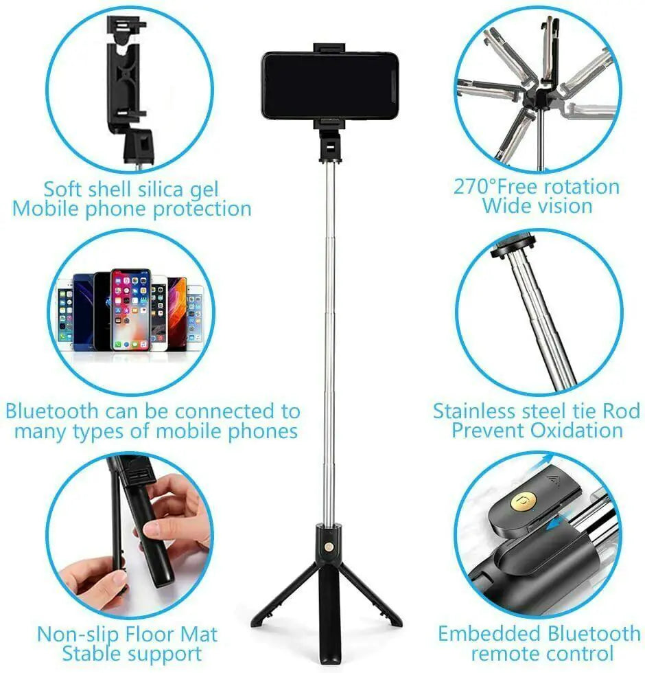 Selfie Stick Tripod with Remote for iPhone Samsung