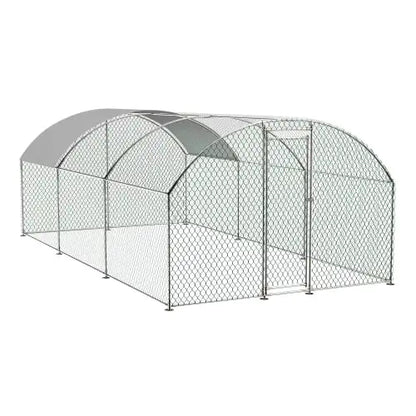 Large Chicken Coop Metal With Waterproof And UV Cover, Dome Shape Walk-In Fence Chicken Coop For Outdoor And Yard Farm Use