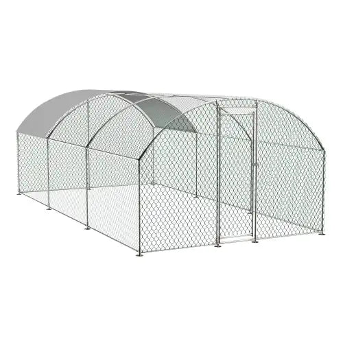 Large Chicken Coop Metal With Waterproof And UV Cover, Dome Shape Walk-In Fence Chicken Coop For Outdoor And Yard Farm Use