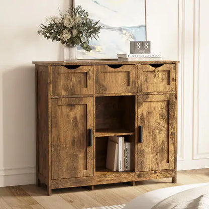 Elegant Vintage Wooden Storage Unit with Adjustable Shelving