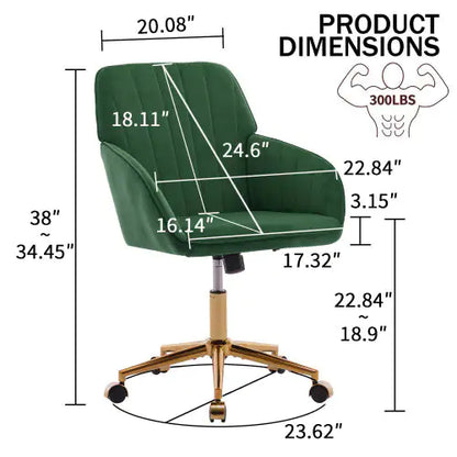 Ergonomic Velvet Swivel Chair with Lumbar Support