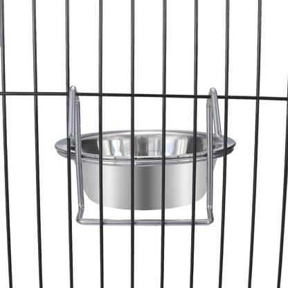 Pet Bowl Stainless Steel Hanging Food Water Bowls Bird Cage Feeder for Birds, Parrots, Small Sized Dogs and Cats (S)