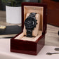 Customizable Personal Message- Elegant Black Chronograph Watch - Message On Back