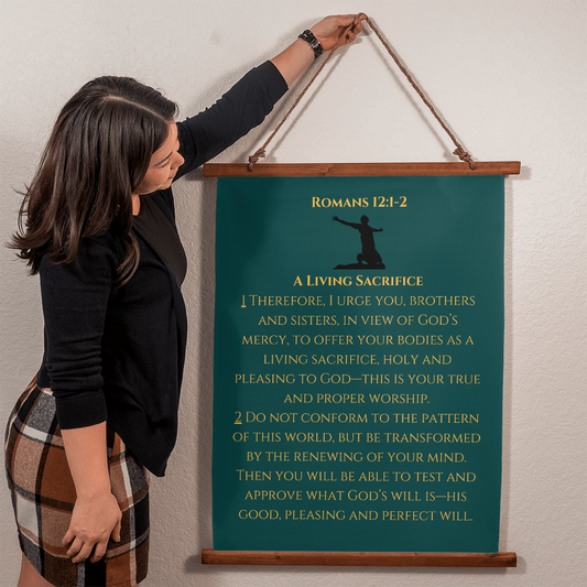 Romans 12:1&2 - Wood Framed Wall Tapestry - A Living Sacrifice