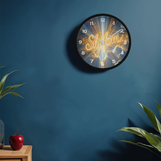 Custom "Shalom" - Wooden Frame 10" Clock - ECO solvent print