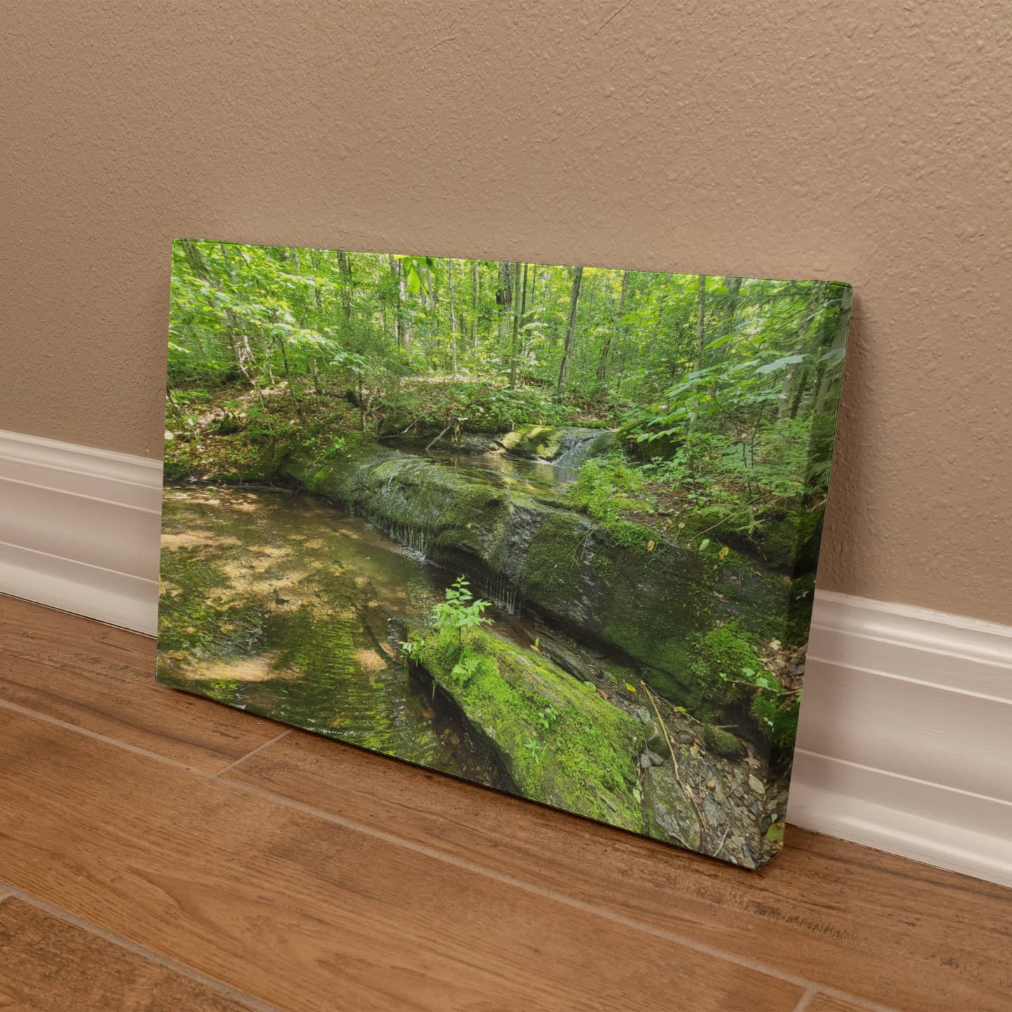 "Serene Oasis on the Long Trail" - Gallery Wrapped Canvas - Hiking With Stickers '24