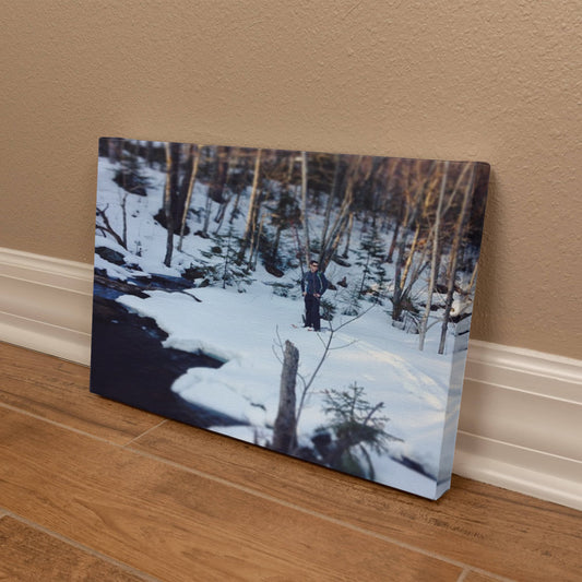 "Frozen Solitude – A Winter Wanderer's Retreat" - Gallery Wrapped Canvas - Hiking w/ Stickers '14