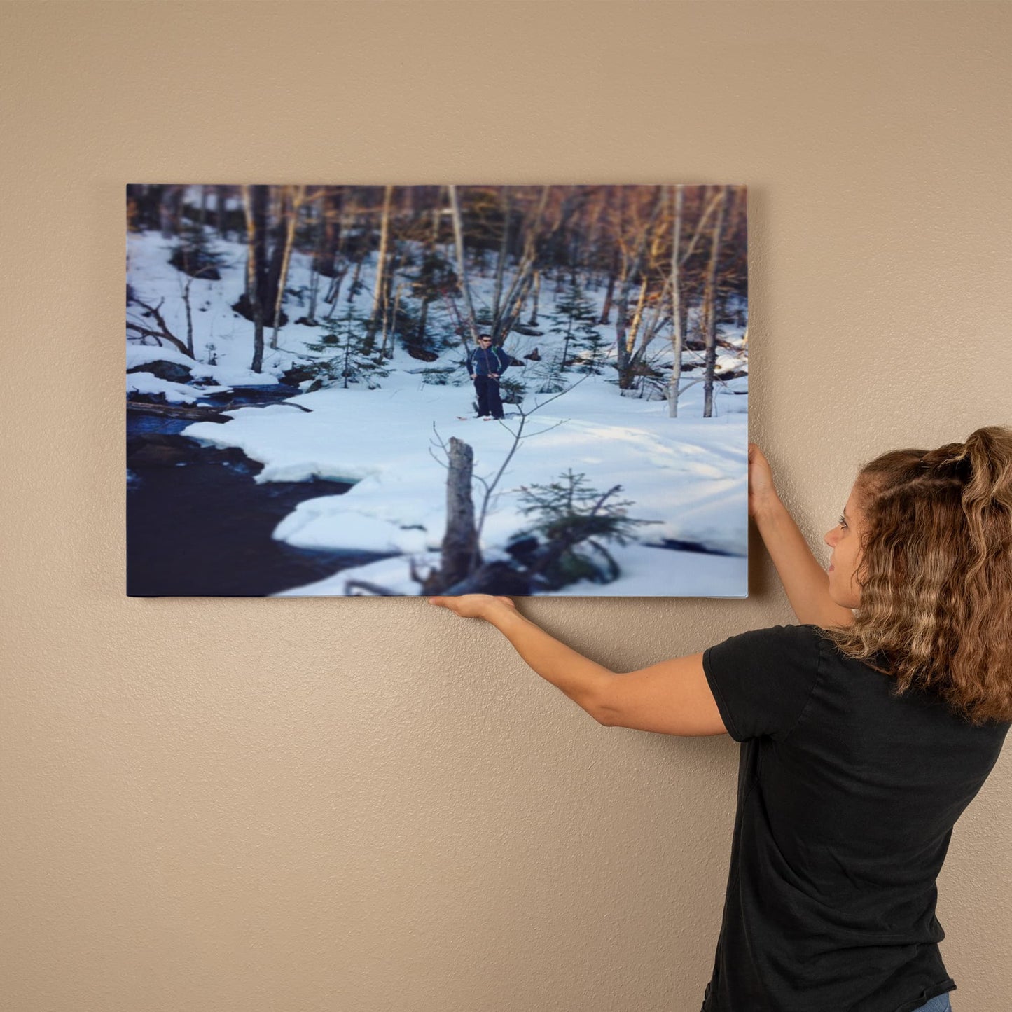 "Frozen Solitude – A Winter Wanderer's Retreat" - Gallery Wrapped Canvas - Hiking w/ Stickers '14