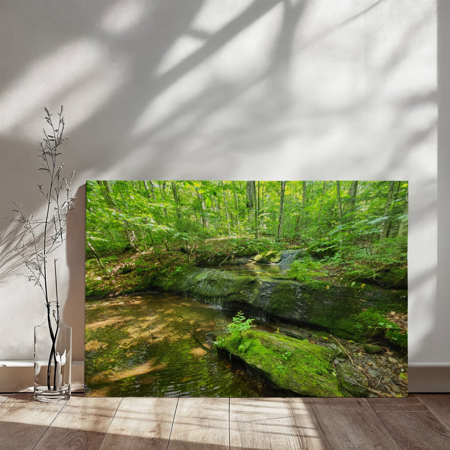 "Serene Oasis on the Long Trail" - Gallery Wrapped Canvas - Hiking With Stickers '24