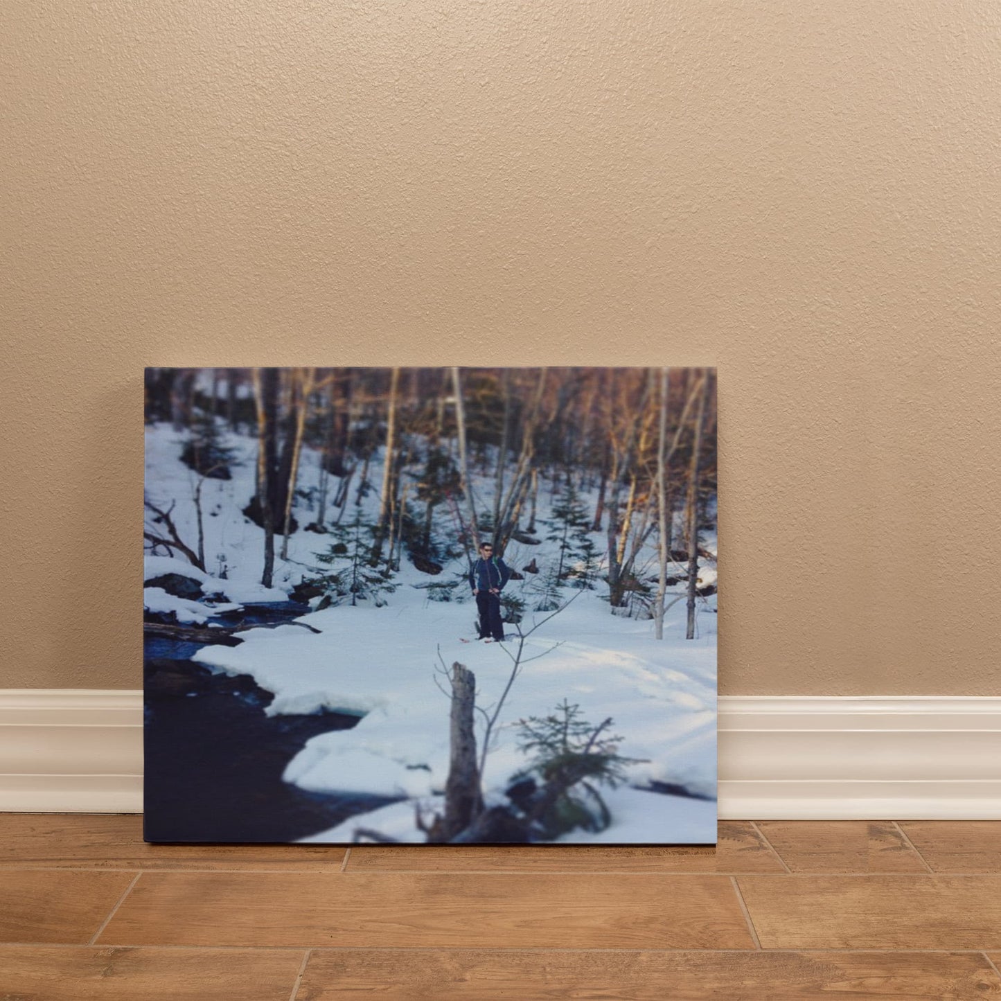 "Frozen Solitude – A Winter Wanderer's Retreat" - Gallery Wrapped Canvas - Hiking w/ Stickers '14