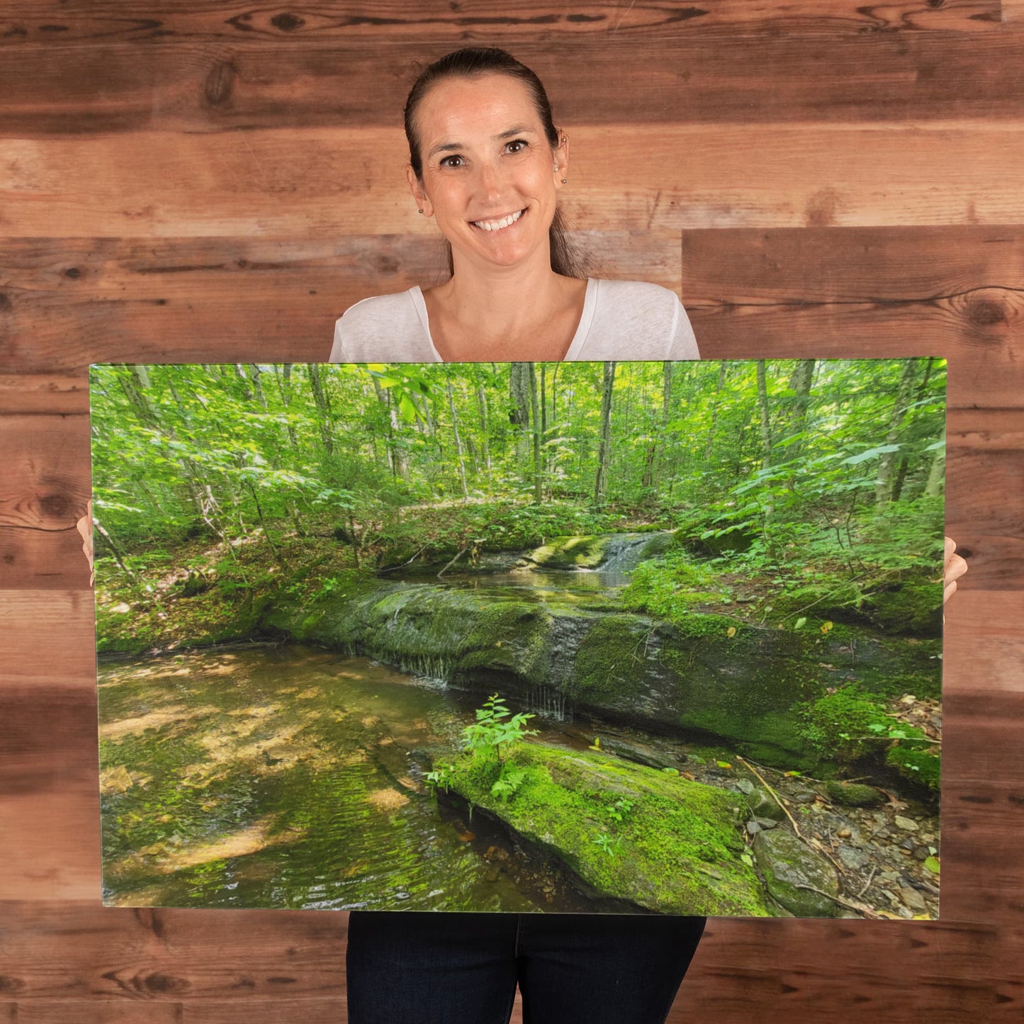 "Serene Oasis on the Long Trail" - Gallery Wrapped Canvas - Hiking With Stickers '24
