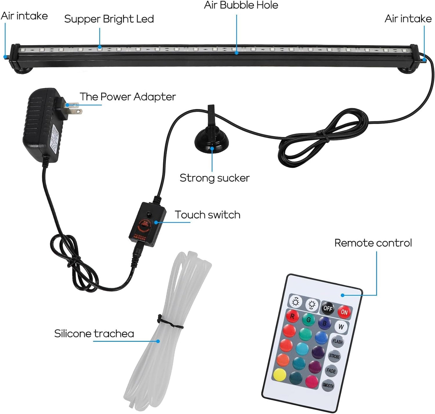 Fish Tank Light with Air Bubble Hole