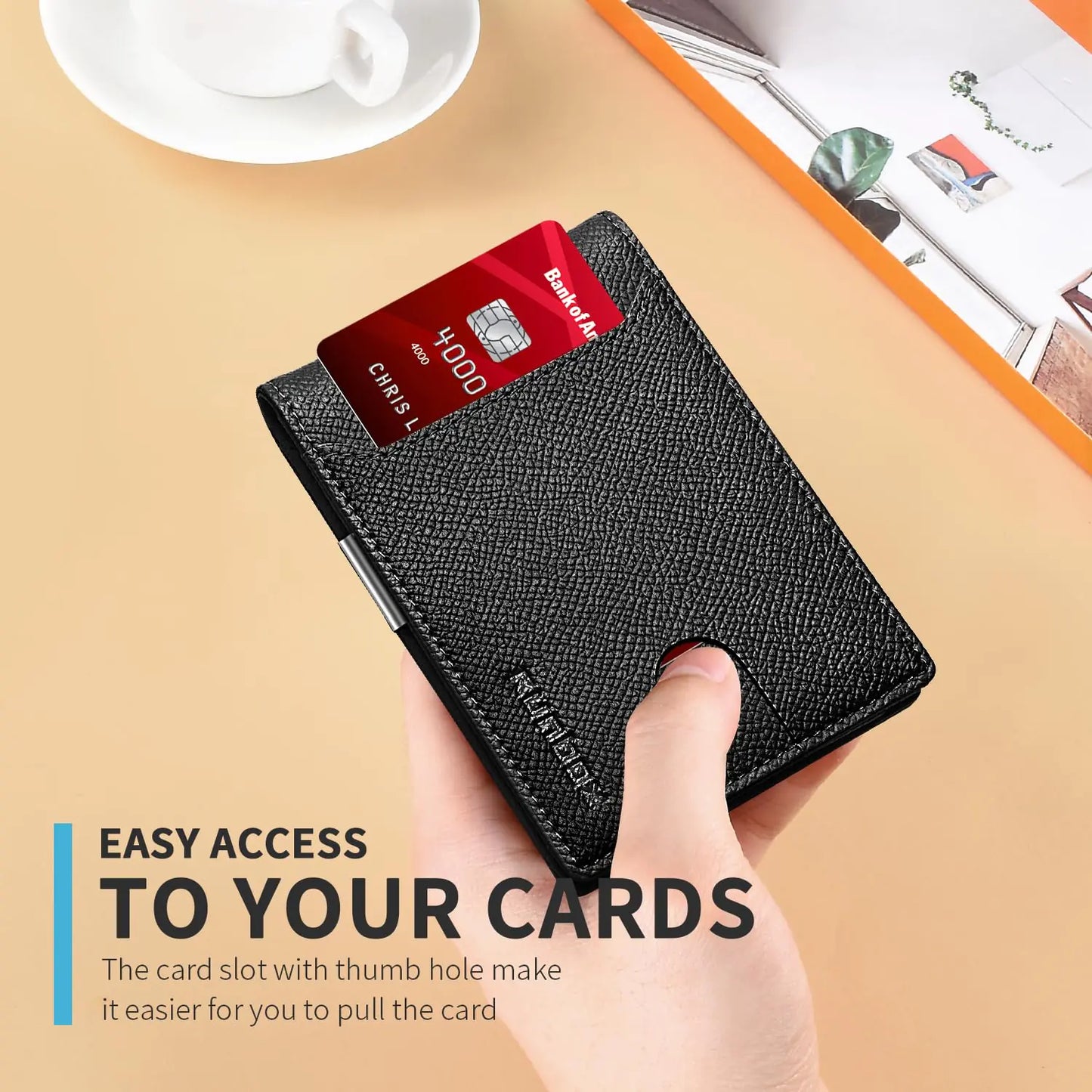 RUNBOX Minimalist Leather Wallet with RFID Block