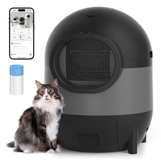 Say goodbye to scooping! 🐾✨ Meet the ultimate Self-Cleaning Cat Litter Box with WiFi & app control! Perfect for multiple cats and designed for easy living! 🐱💖