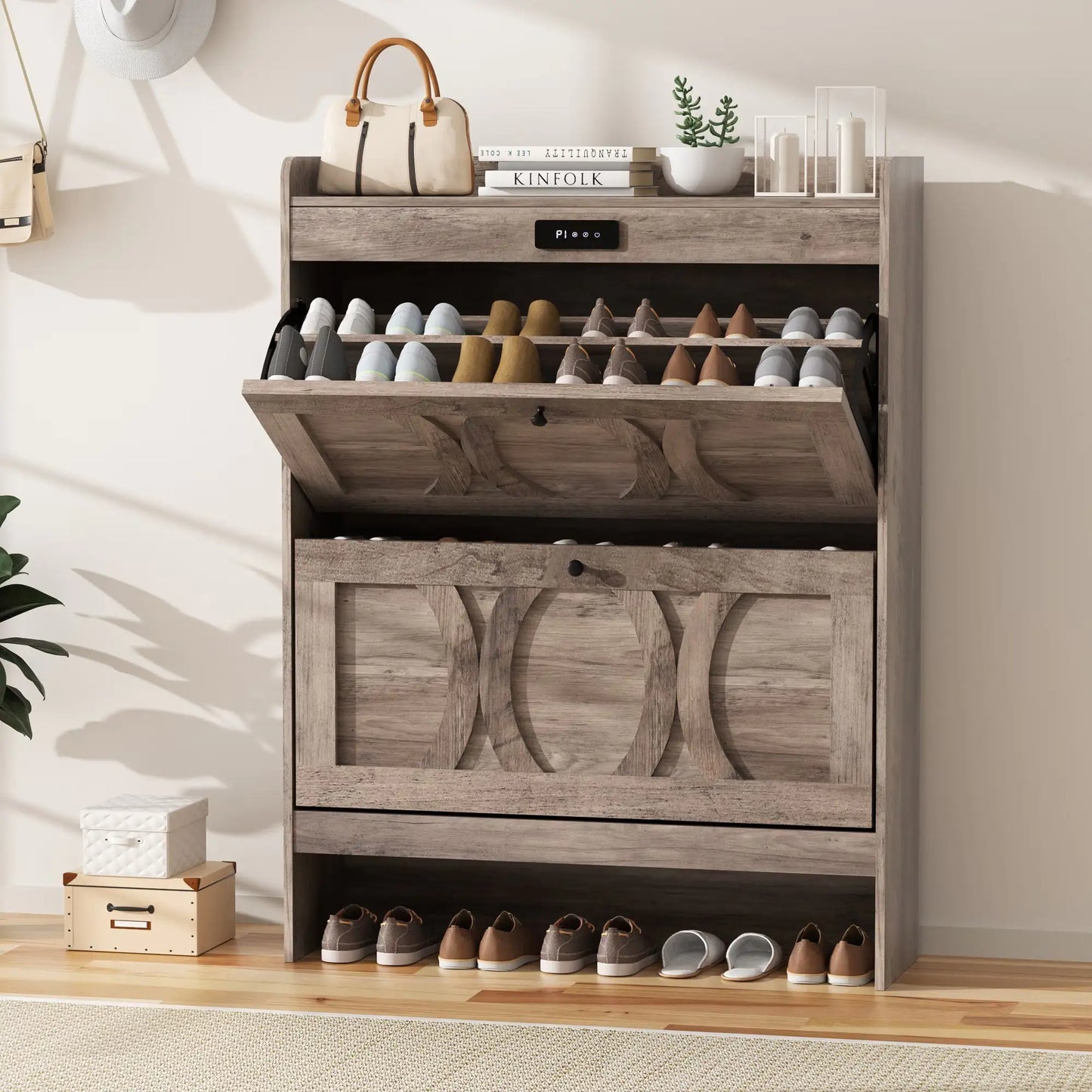 AristoLux Touchscreen LED Deoderizing Shoe Cabinet